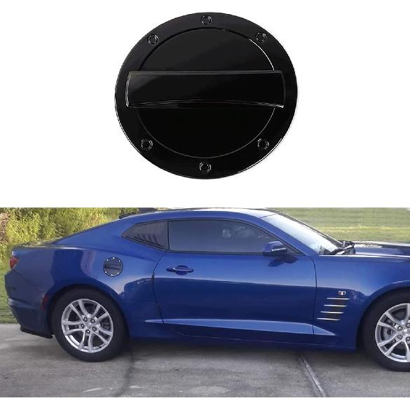 MICROCK Gas Tank Cap Fuel Filler Door Cover For Chevrolet Camaro 2016 2017 2018      2024, Glossy Black