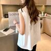2025 Women's Summer Loose Round Neck Sleeveless Solid Color Vest Top