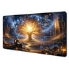 Stain Resistant NonSlip PTCG Game Mat Glowing Starry Sky Ancient Tree Design Card Playmat Smooth Gaming Mouse Pad
