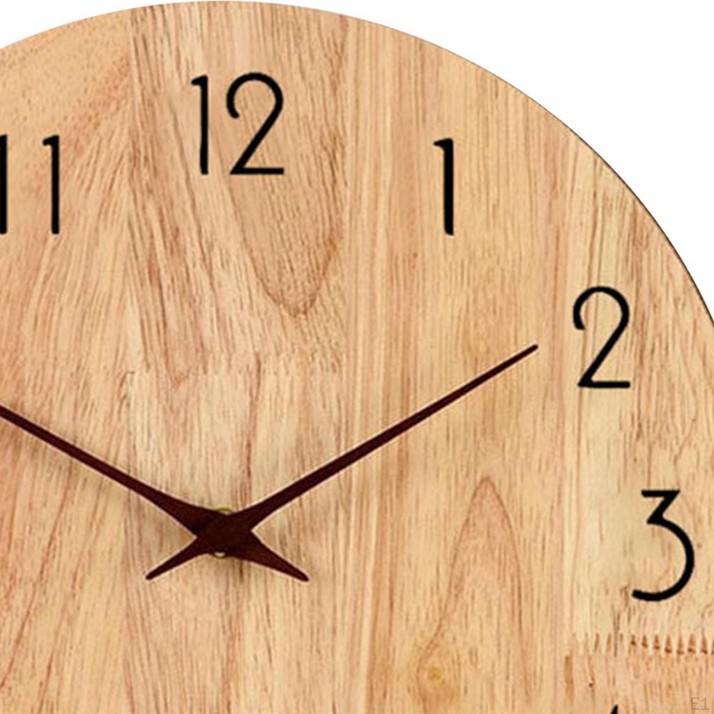 Decorative Hanging Clock Round Wall for Kitchen Living Room Decoration Light Wooden