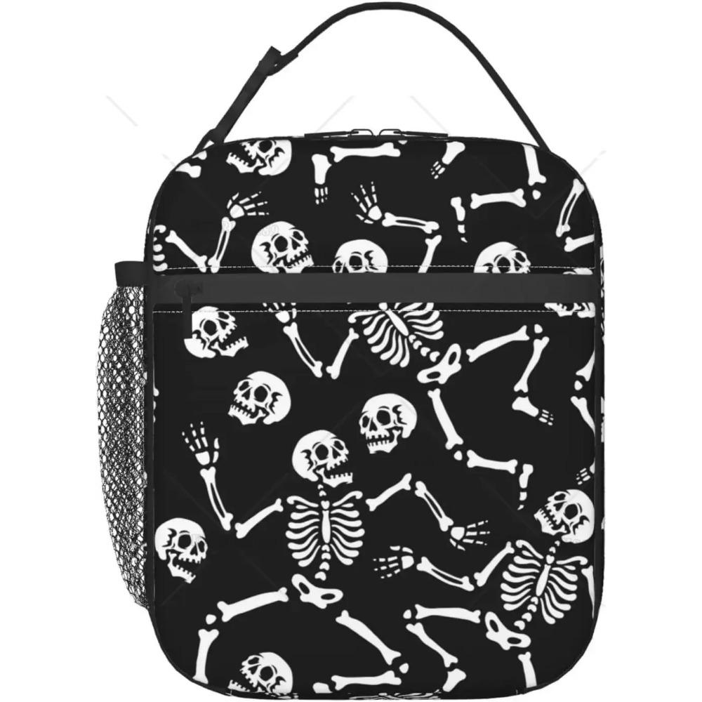Dancing Skeletons Party Halloween Lunch Bag Insulated Lunch Box for Women Men Reusable Lunch Cooler Bag for Office Picnic