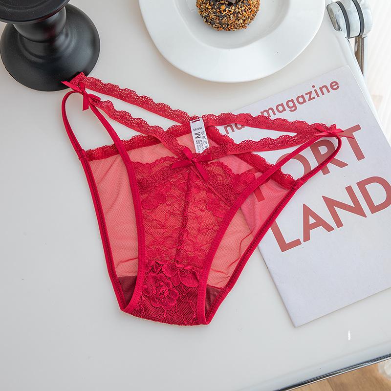 Lady Summer Pure Desire Sexy Lace Bow Without Mark Low Waist Triangle Briefs