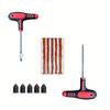 Car and Bike Tire Repair Tools: Comprehensive Kit with Studding Tools, Tubeless Tire Puncture Plugs, Rubber Strips for Garage