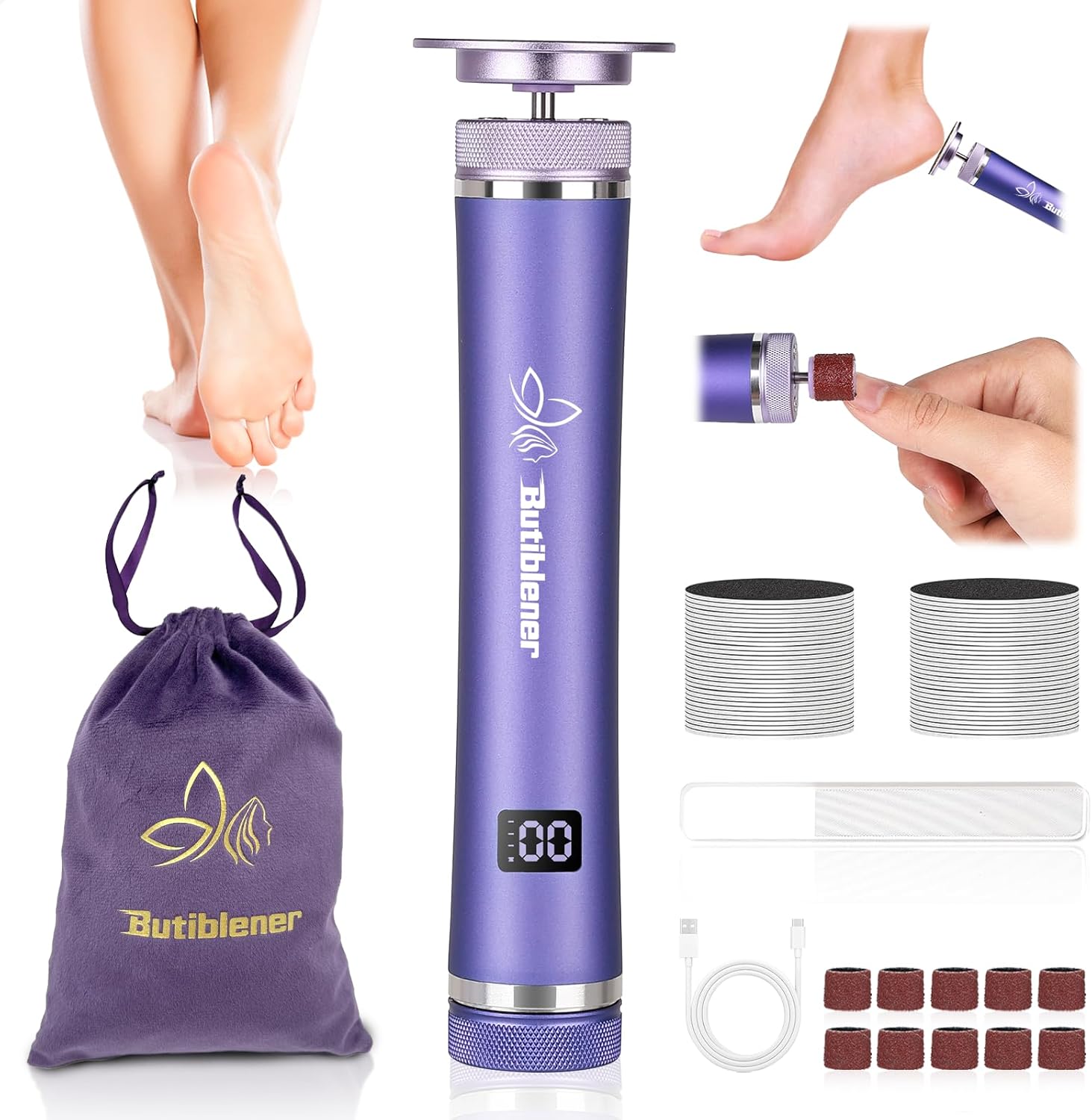 

Callus Remover for Feet, Cordless Foot File Pedicure Tool, Foot Sander Nail Grinder United States