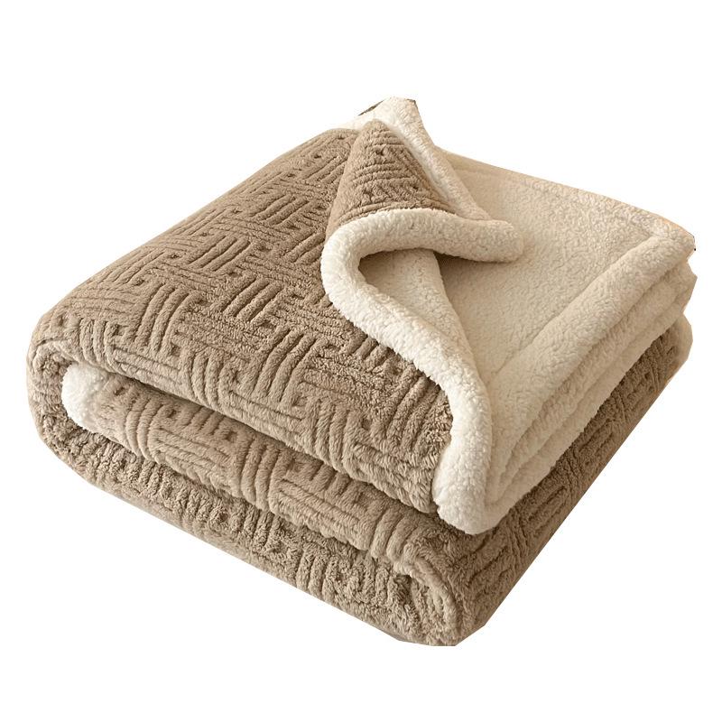 Lambswool Coral Fleece Thick Winter Blanket - Soft, Warm Throw for Office, Sofa, or Naps