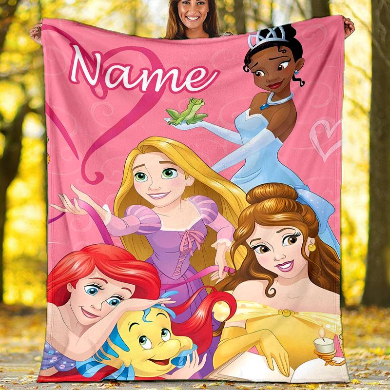 Customizable Princess Throw Blanket – Personalized Name, All-Season Cozy Snug Blanket, Machine Washable, Personalized Blanket