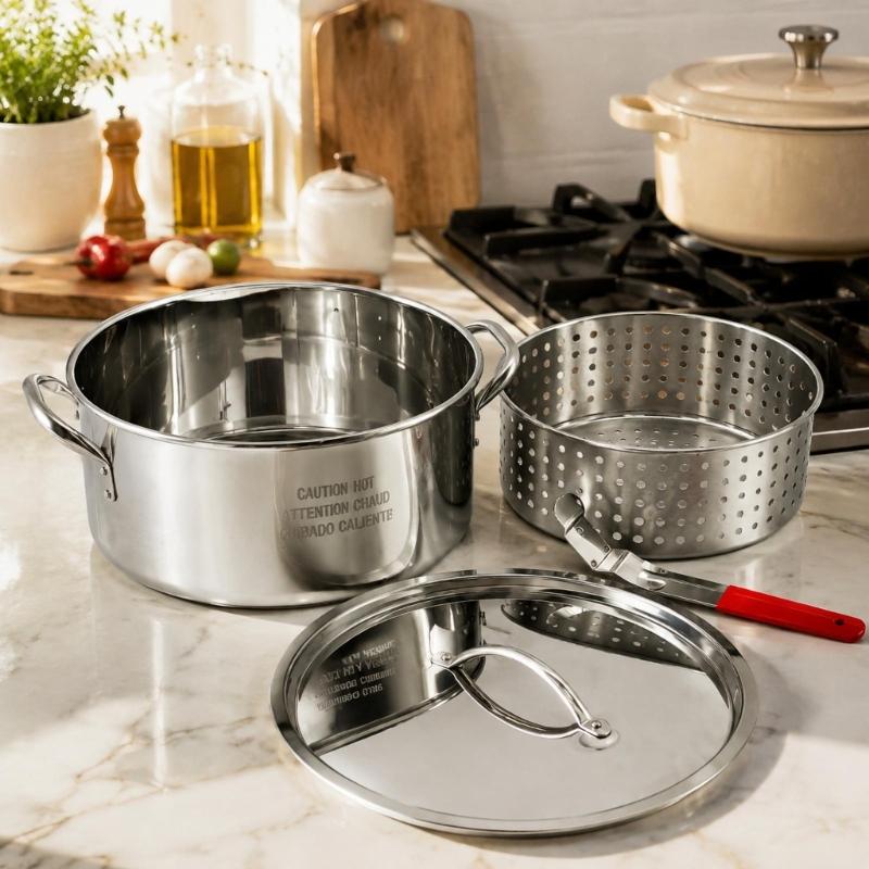 Deep-Frying Pot and Basket Set with Food-Grade 201 Steel Construction, Pot Lid, and Easy-Cleaning Design for Outdoor Meals and Group Parties