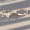 A Pair of French-style Romantic and Simple Heart-shaped Couple Rings, Exclusive Matching Sets for Women and Their Partners, a Timeless Wedding