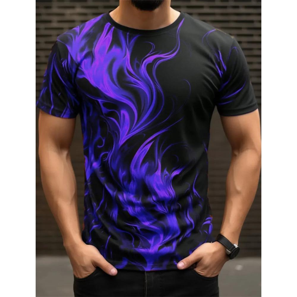 Fashion Men's Trend T-Shirts Short Sleeve Flame Series 3d Printed Street T Shirt 6XL Plus Size O-Neck Casual Tops