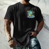Men's Vintage Textured Print Short Sleeve T Shirt Loose Fit Casual Summer Daily Wear Top with Graphic Fish Design