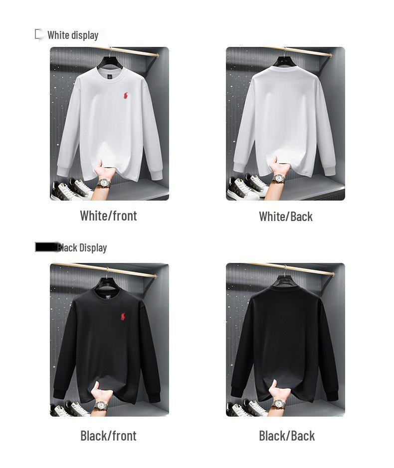 Men's 2025 Heavyweight Embroidered Long Sleeve Hoodie - Autumn/Winter Fashion Round Neck T-shirt