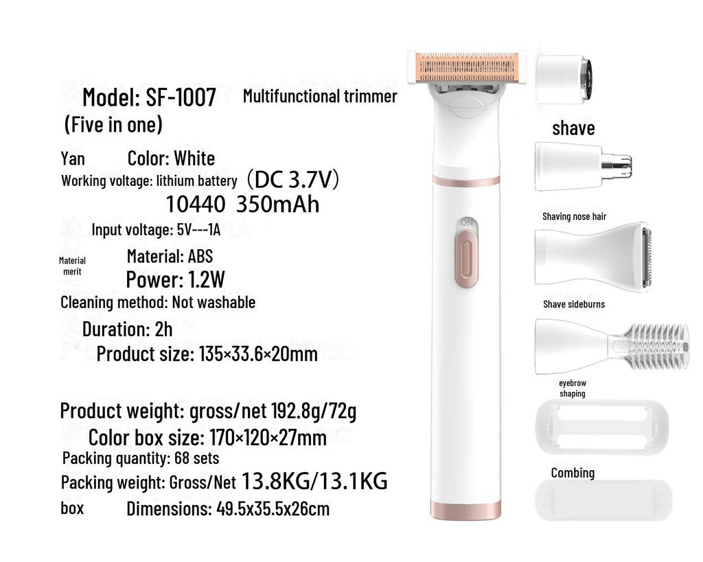 Multifunctional 5-in-1 Hair Removal Tool - Women's Shaver, Eyebrow Trimmer, & Men's Razor