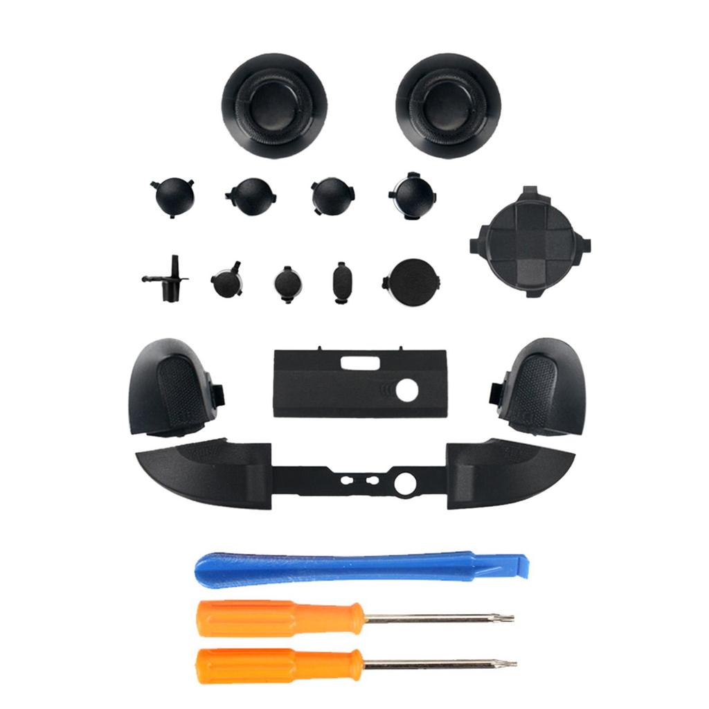 Ersatz-Kunststoff-Knopf-Kit für Xbox Series X Controller Vollständiges Set mit Werkzeugen Schwarz