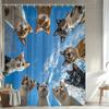 1Pc. Cute Cat Sky Creative Pattern Shower Curtain, Bathroom Decoration, Polyester Fabric, With 12 Hooks, 70. 8X70. 8 Inch