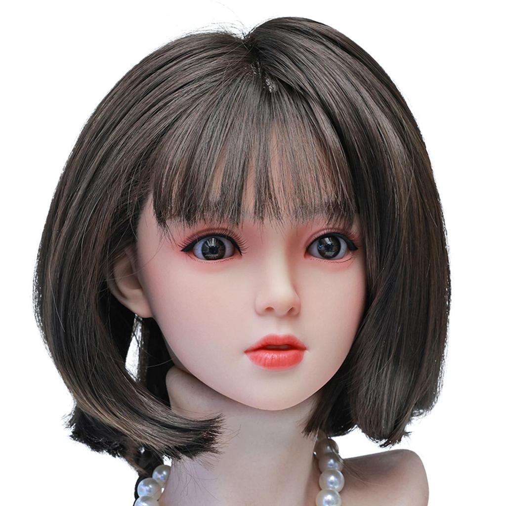 100% Silicone Sex Doll Head Standard Wig Suitable for 130-180CM Solid Dolls Body M16 and Standard Bolts 2 Connection Methods GJ-TF007