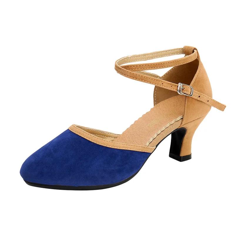 Modne damskie buty do tańca nowoczesnego dla dziewcząt, pań, do tańca towarzyskiego, tango, buty do tańca damskie, zakryte palce, salsa, zamszowa/gumowa podeszwa