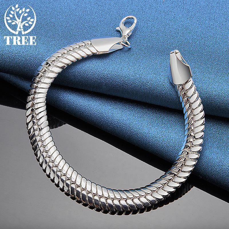 925 Sterling Silber 10 mm seitlicher Schlangenketten-Armbandschmuck