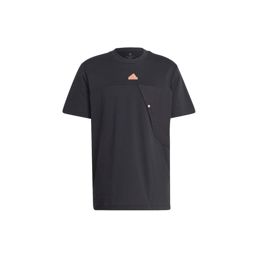 Adidas Solid Color Logo Print Crew Neck Pullover Casual Short Sleeve T-Shirt Men Tops Black IP3734