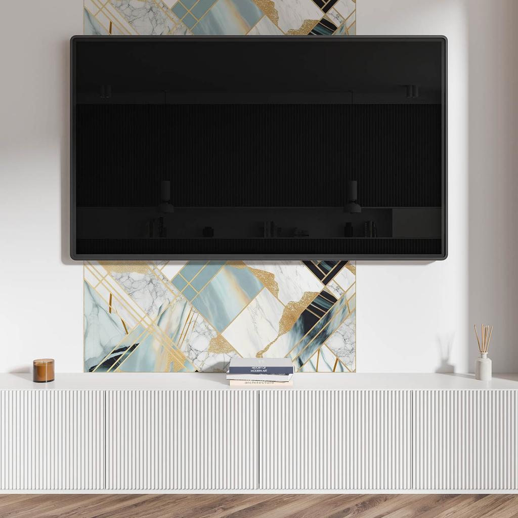 Self-adhesive Vinyl Panel with Print for Bathroom 100x50 cm Marble Geometry Patterns