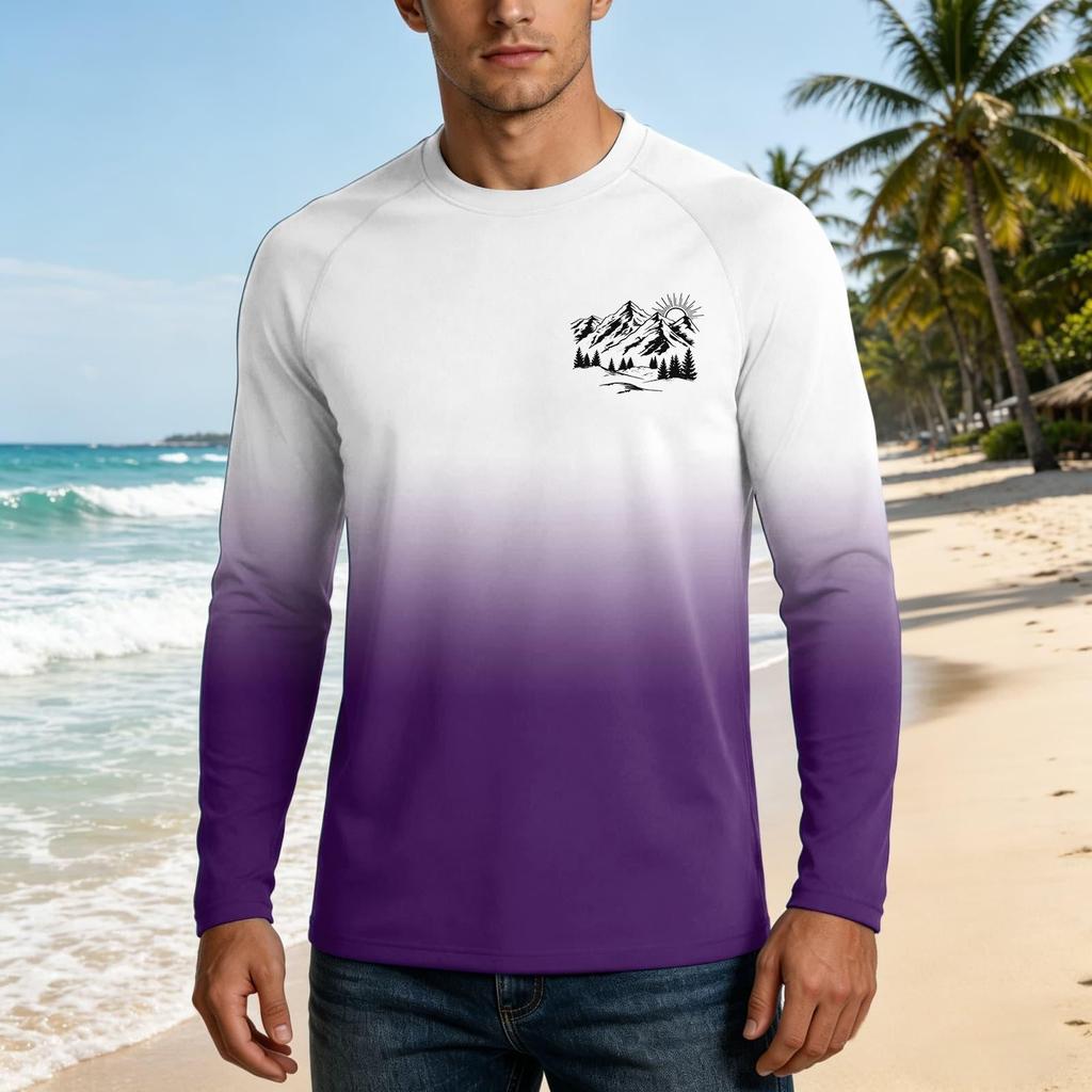 Men's Long Sleeve Outdoor Shirt UPF50 Plus Sun Protection Breathable Lightweight Loose Fit Summer Casual Top