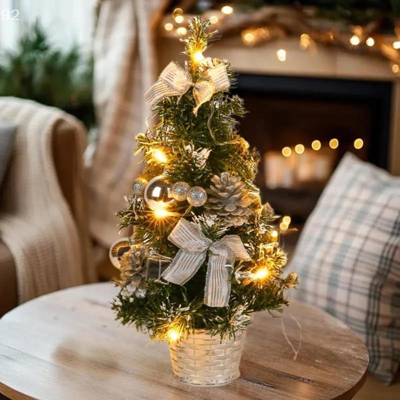 40CM Christmas Tree Nightlight LED Light Pine Needle Tree Mini Xmas Tree Christmas Decoration Desktop Ornament New Year Gift