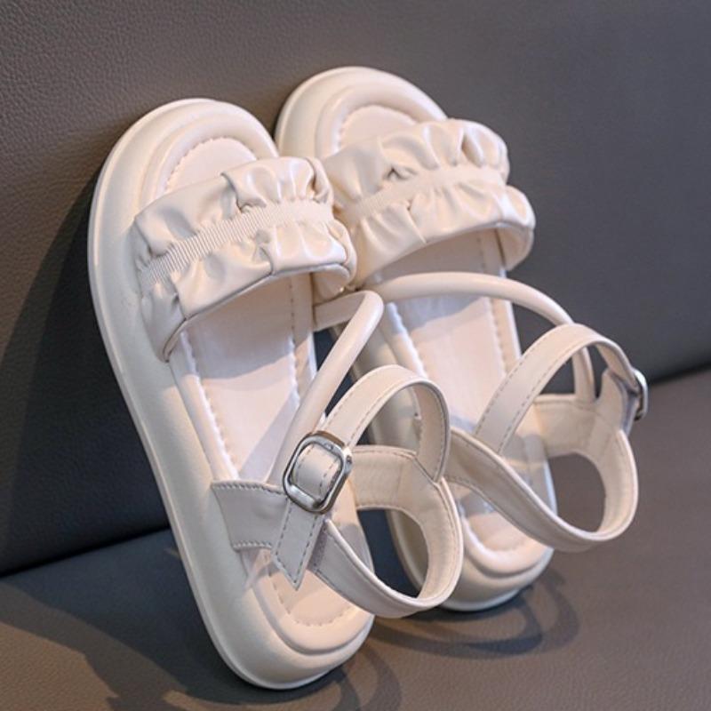 Summer Girls Sandals Silver Soft-Sole Princess Shoes Breathable Beach Footwear for Little Girls Older Kids