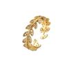 Golden Wheat Spike Zircon Ring for Women - Trendy Full Diamond Electroplated Jewelry.