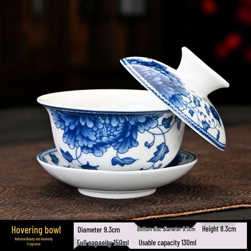 Premium Dehua Ceramic Gaiwan with Rotatable Lid