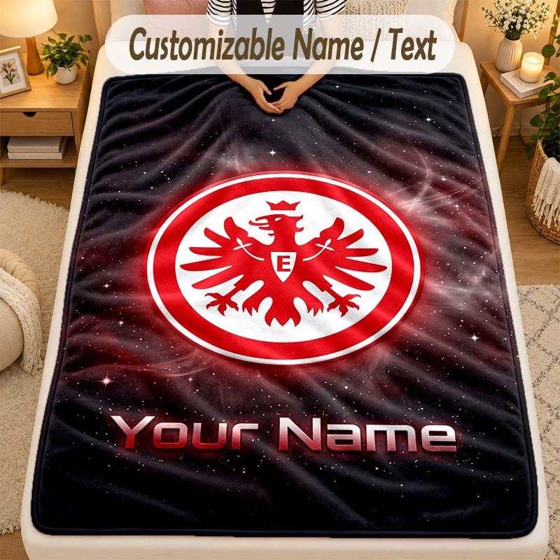 FlaneldeckeEintracht Frankfurt Benutzerdefinierter Name Text Personalisierte Weiche Warme Überwurfdecke Heimdekoration Geschenk