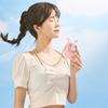 New Cartoon Doll Portable Mini Hanging Neck Fan 1200mAh Rechargeable Handheld Desktop Fan with Healing Ambient Light