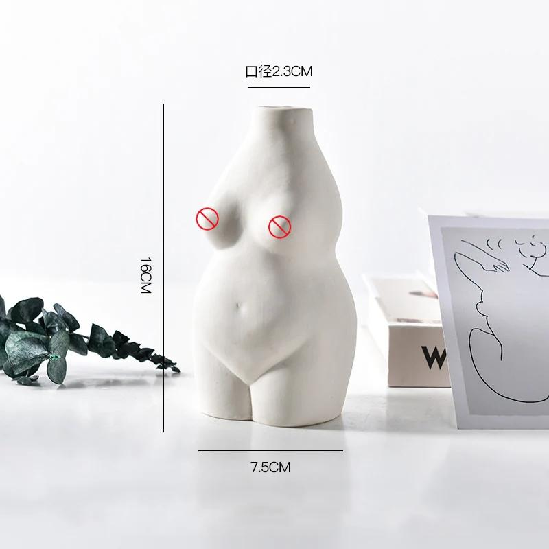 Resin Vases Body Art Bust Statue Flower Insert Ornaments Frosted Porcelain Crafts Creativity Vase Desk Decor Home Decoration