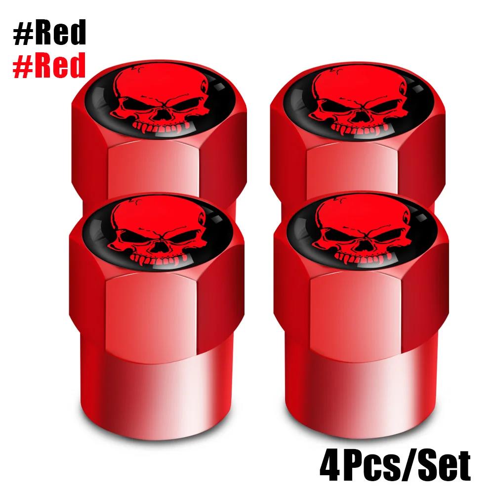 4Pcs/Set Skull Tire Valve Stem Cap Corrosion Resistant Dust Proof Cover Universal Fit for Car Bicycle Truck Motorcycle Stem Caps1