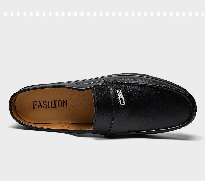 Men's Slip-On Loafers: Spring/Summer Low-Top Leather Flat Casual Mules & Slippers.