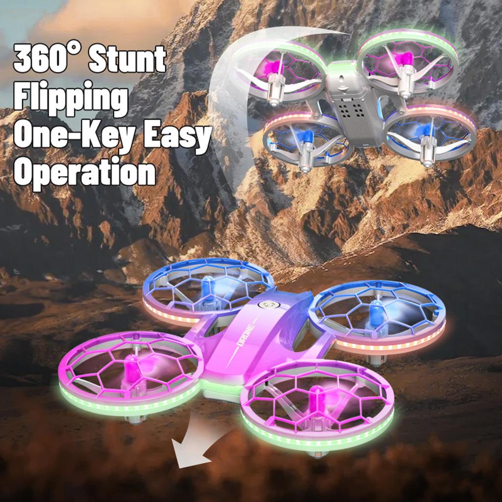 Mini Quadcopter for Kids, Remote Control Aircraft with Altitude Hold, Headless Mode, LED Lights, 360 degrees  Flip, One