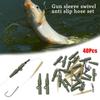 40Pcs/lot Carp Rig Coarse Quick Change Swivels Tail Rubber Cone Anti Tangle Sleeves