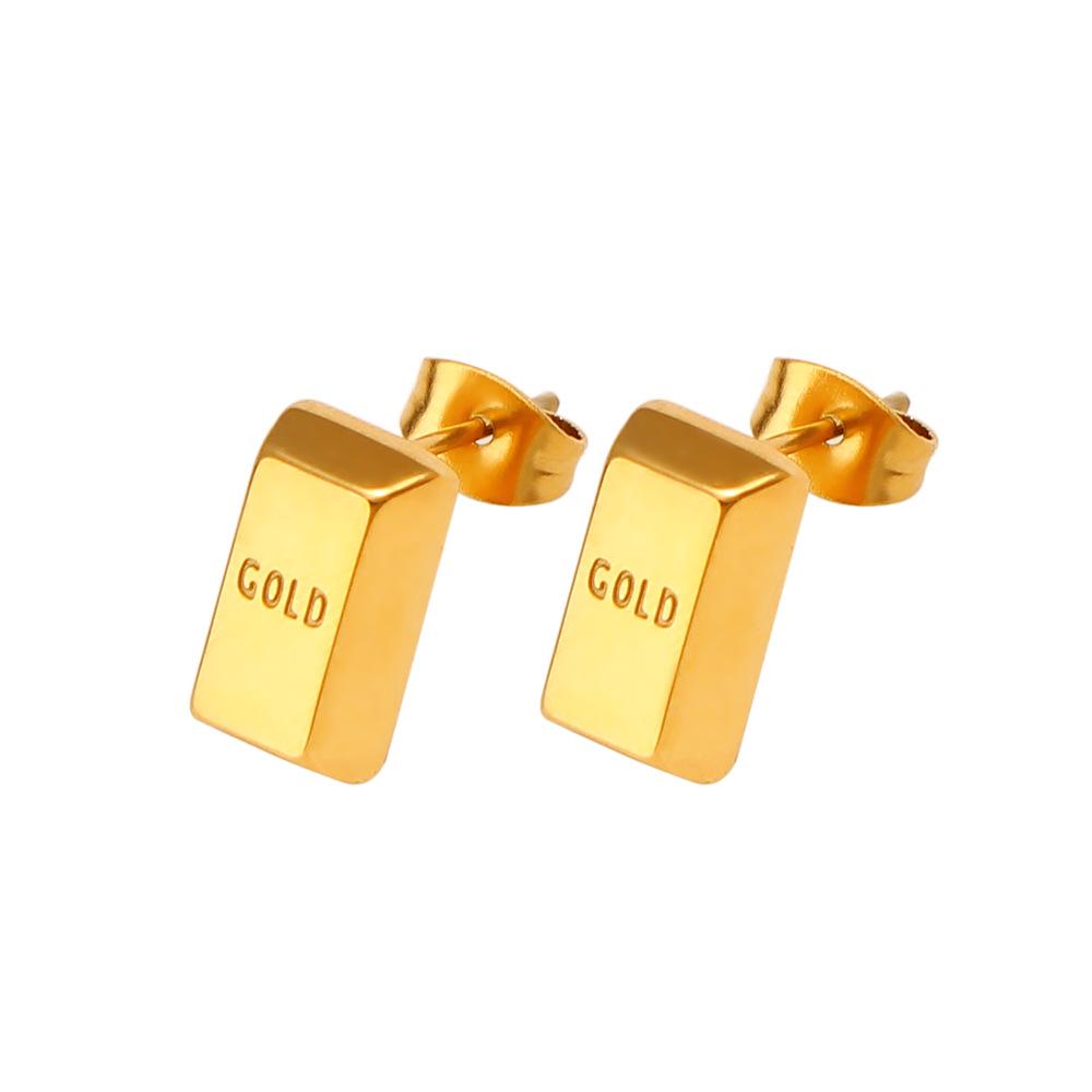18K Gold Plated Stainless Steel Letter Stud Earrings - Trendy and Versatile