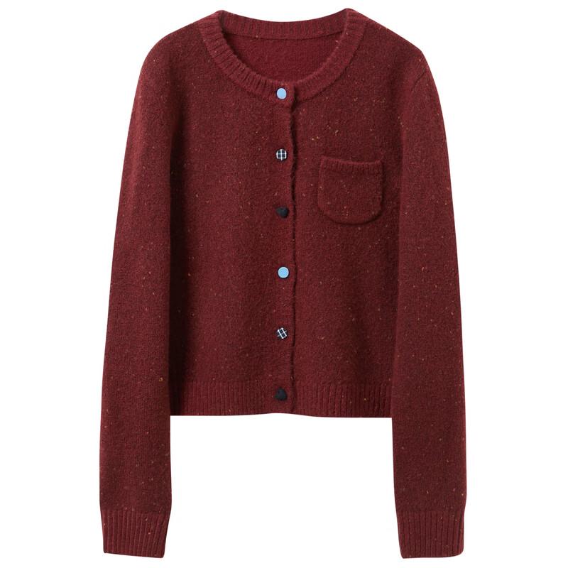 Sancai 2025 Winter Round Neck Knit Cardigan with Colorful Buttons