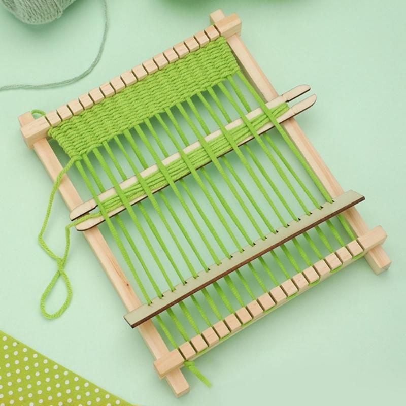 Kleine tragbare Maschine für Kinder Wandteppich-Webspielzeug Buchenholzmaterialien Leicht zu verstauen Pädagogisches Bastelset