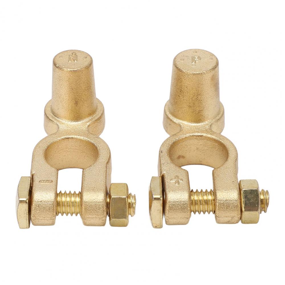 Car Battery Connector 1 Pair Brass Battery Clips Rust-proof Terminal Connectors High Conductivity Positive Negative for Car жёлтый