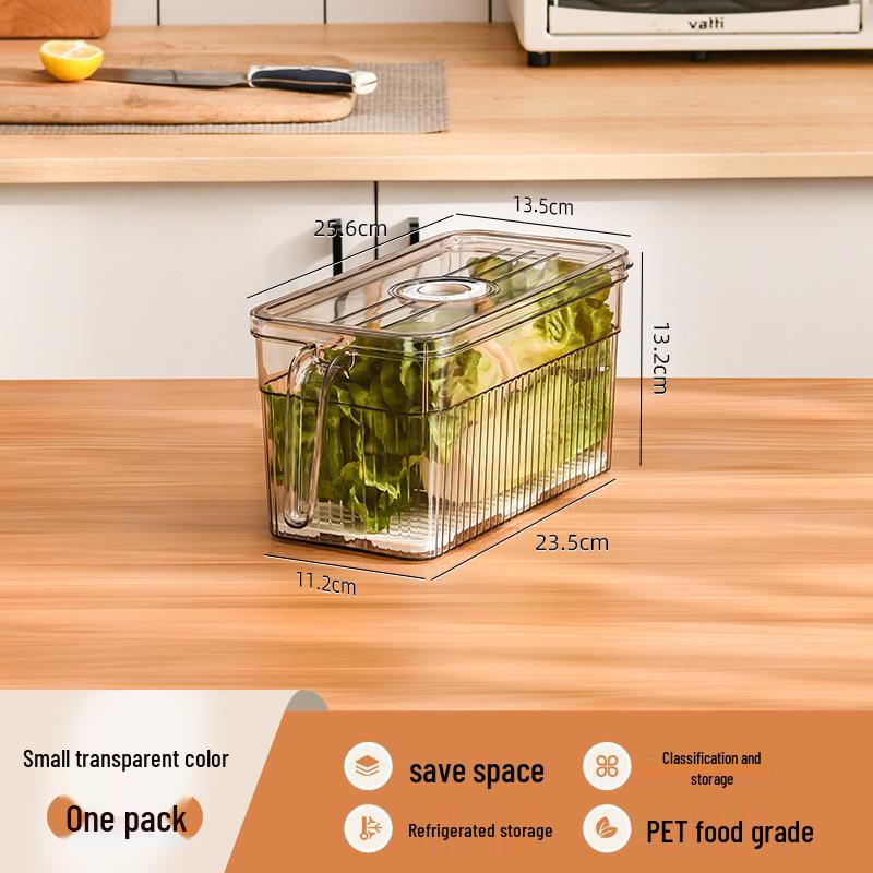 Large Capacity Transparent Plastic Refrigerator Storage Box with Draining Lid