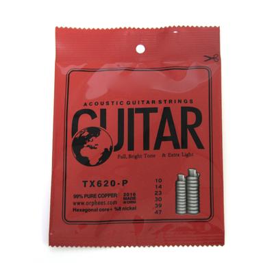 Orphee TX620 P Acoustic Folk Guitar Steel Strings 6pcs Full Set Replacement (.010 .047) High Carbon Steel Core Copper