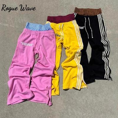 RogueWave Hip-Hop Gerade Hosen für Männer und Frauen Y2k High Street Harajuku Retro Gestreifte Bedruckte Hosen Amerikanische Gestrickte Freizeithosen