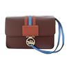 Box-Trot Logo Druckknopf Streifen Klappe Verstellbarer Schultergurt Leder Umschlagtasche Mittel Damen Umhängetasche Bordeauxrot 10175HDV261
