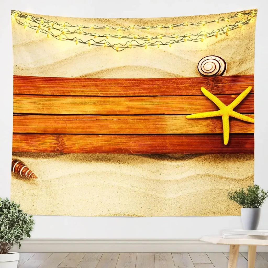 Starfish Seashells Tapestry Sea Creatures Tapestry Beach Blue Ocean Tapestry Wall Hanging Bedroom Living Room Dorm Decoration