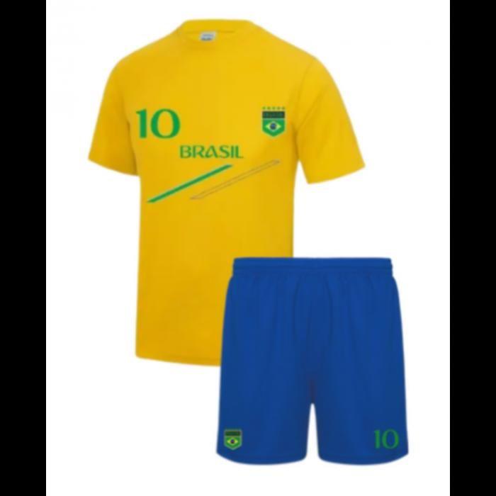Brazil Kids' Football Shorts and Jersey Set - Yellow