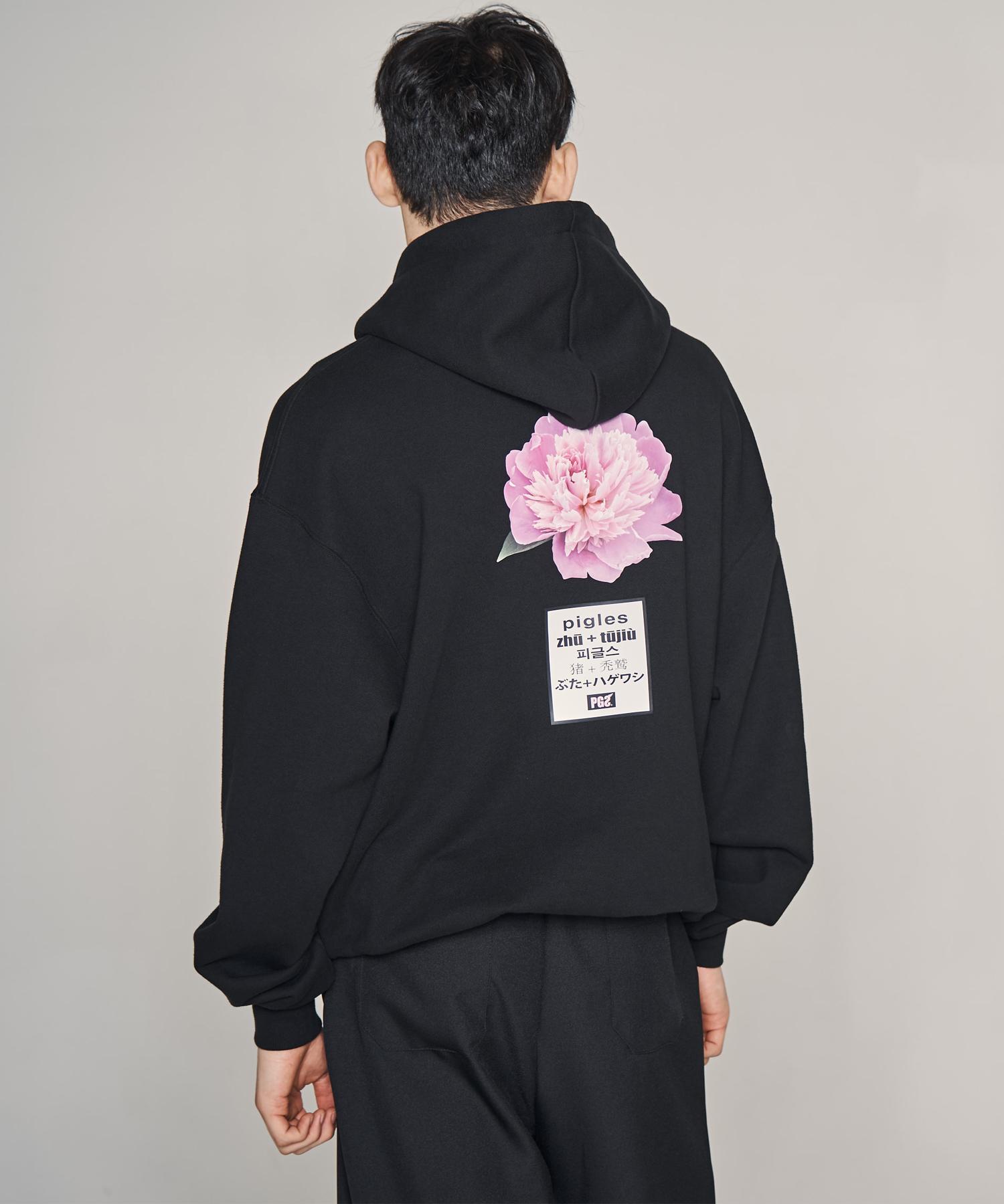 Piggles Flower Print Hoodie (2 Colors) Black-Free/Free