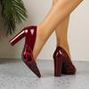 Women's High Chunky Block Closed Toe Heels Leopardprint Slip On Pointed Toe Work Dress Office Wedding Party Pumps Shoes for Women Block Heeled Shoes