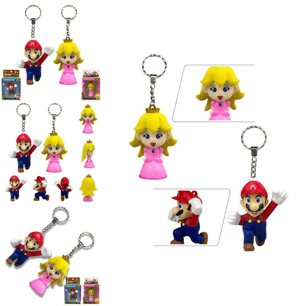 Portachiavi Ciondolo Action Figure in PVC Principessa Peach di Super Mario con Design a Cartone Animato