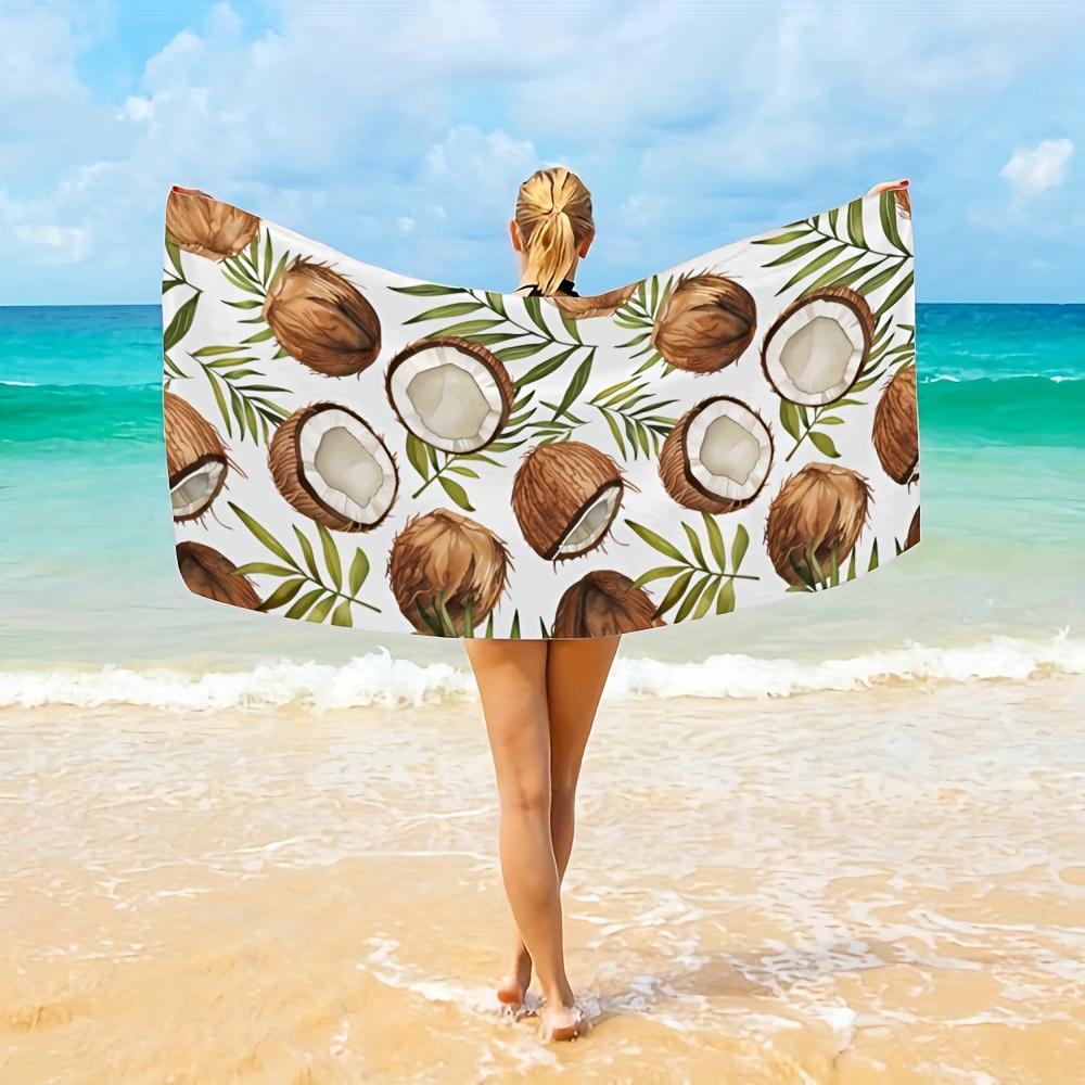 Palm Leaves Coconut Beach Towel, Soft Absorbent Quick Dry Microfiber Bath Towel for Swimming Travel Holiday Vacation