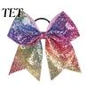 Dance Team Hair Ties Sequins Bows, Elastic Tie, Large Cheerleading Performance Band Ponytail Holder, Glitter Scrunchies for Women Girls Teens